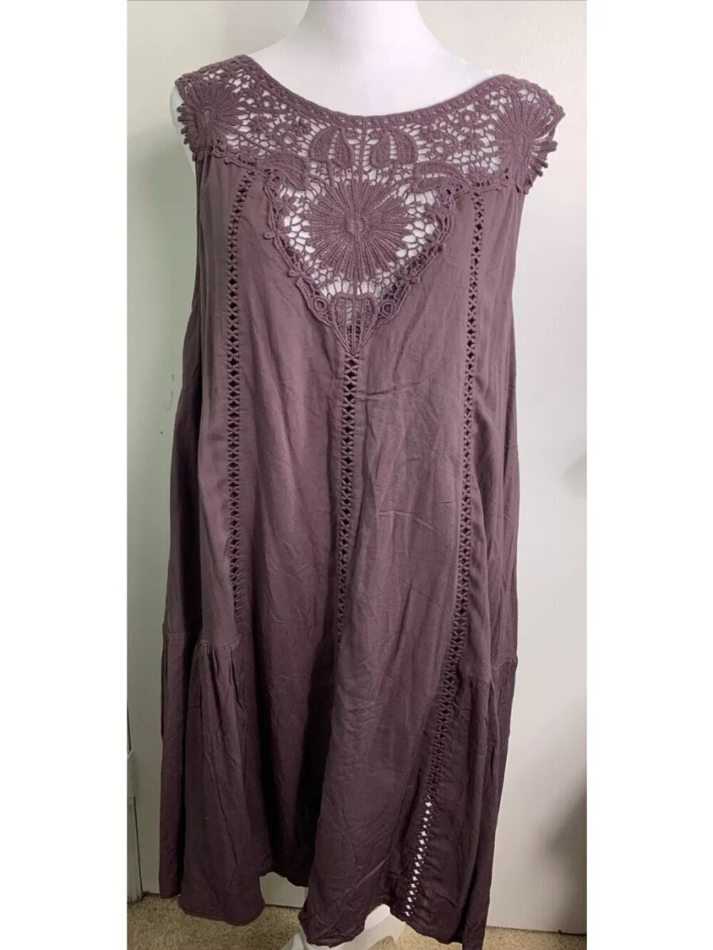 New She + Sky Lined Size L Lined Purple Boho Casual Spring Fairy Dress NWT